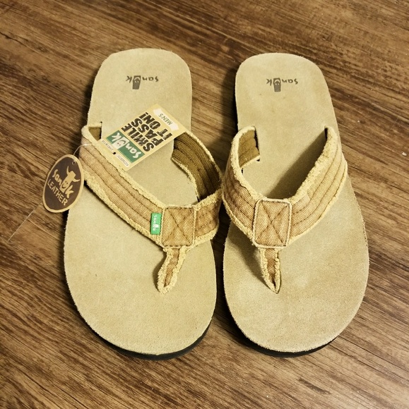 sanuk leather flip flops